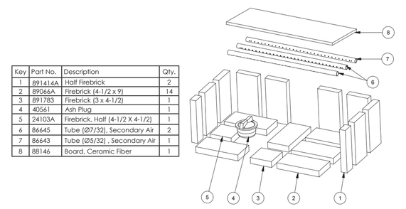 Part Location Diagram of 89066A US Stove Company 4 1/2 X 9 X 1 1/4 Pumice Brick